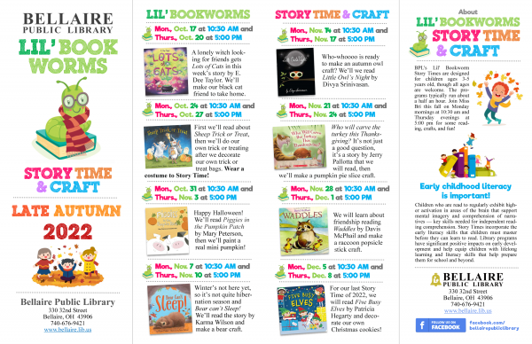Late Autumn 2022 BPL Lil' Bookworms Schedule