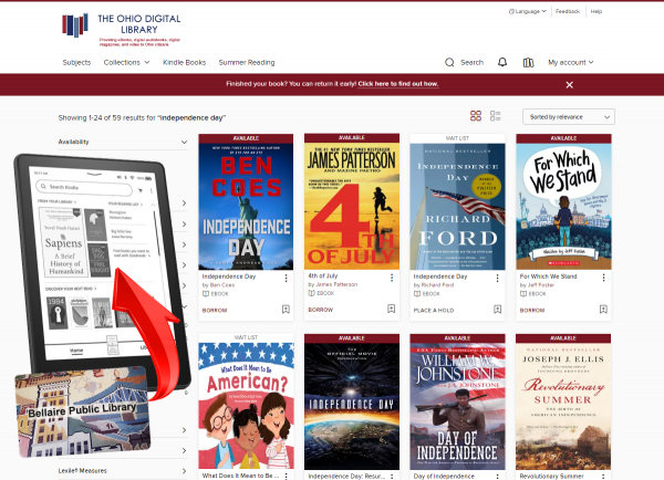 Ebooks are always available with your library card through the Ohio Digital Library